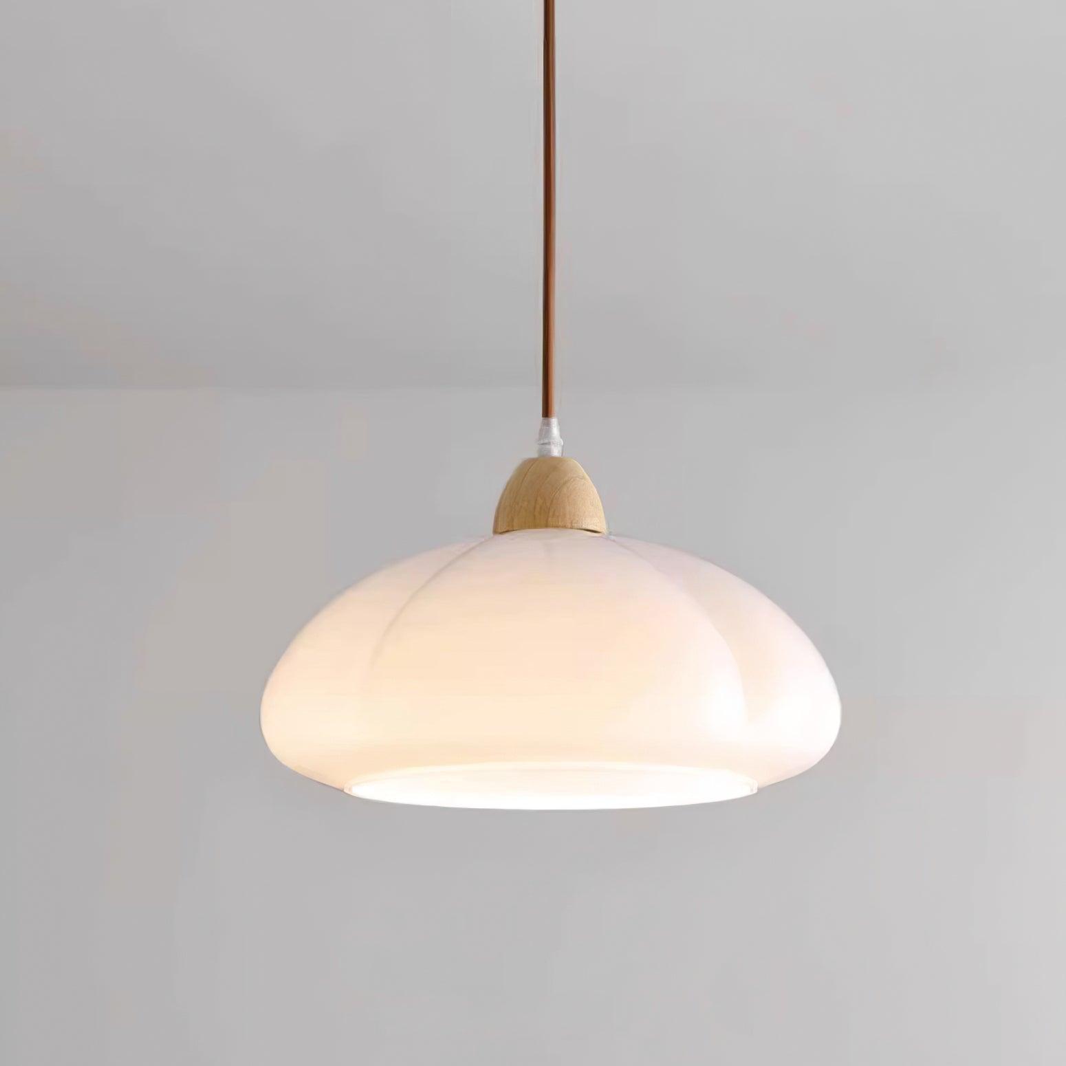 Suspension Arrondi Verre Ombre Bois Espiègle Moderne