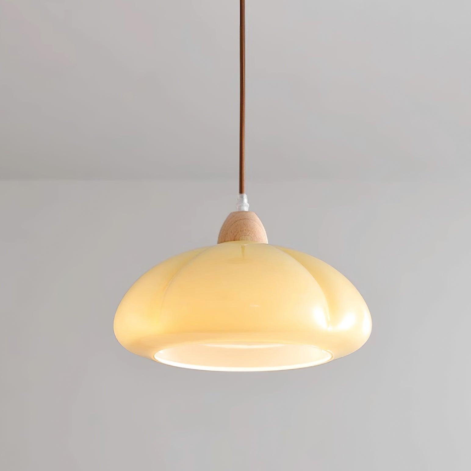 Suspension Arrondi Verre Ombre Bois Espiègle Moderne