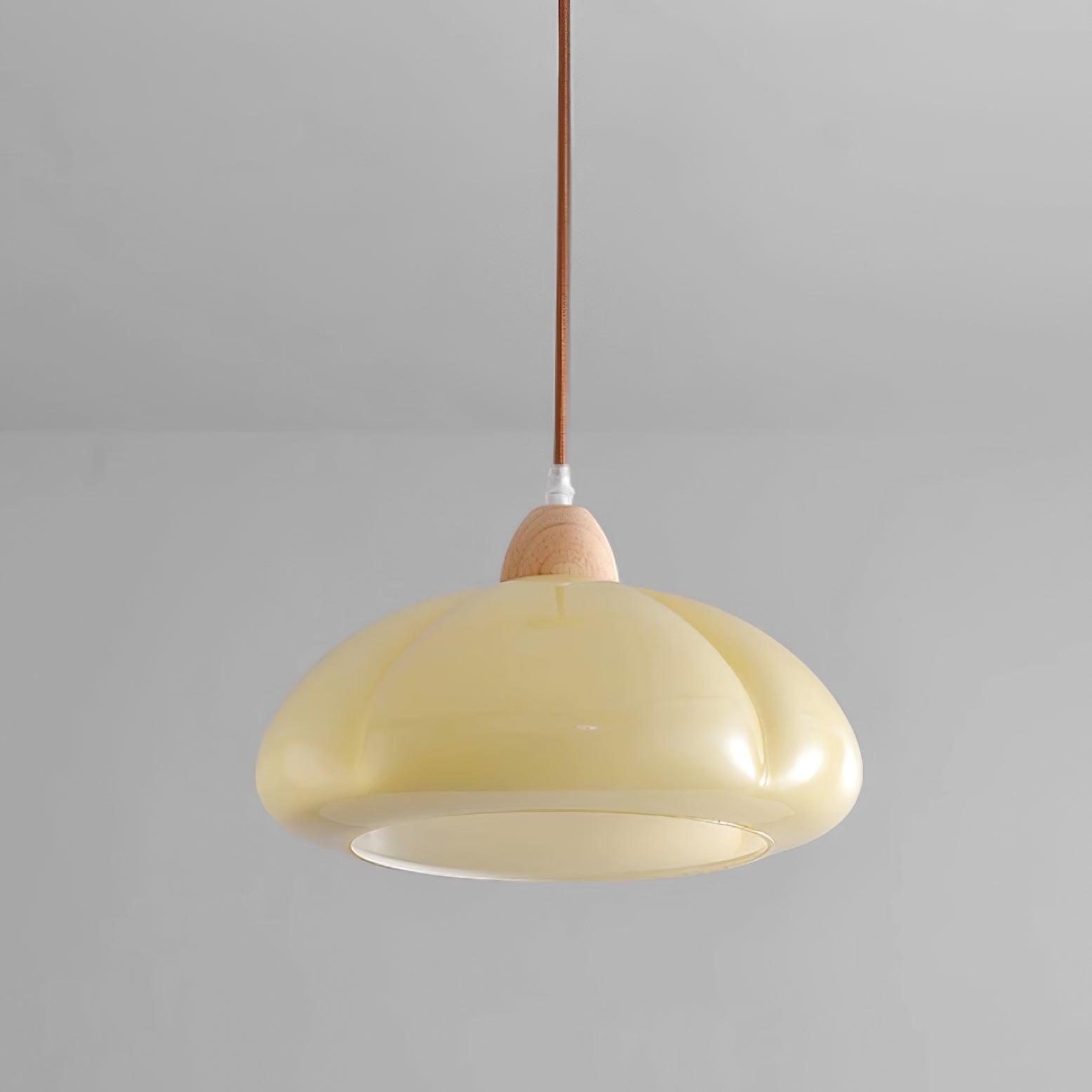 Suspension Arrondi Verre Ombre Bois Espiègle Moderne