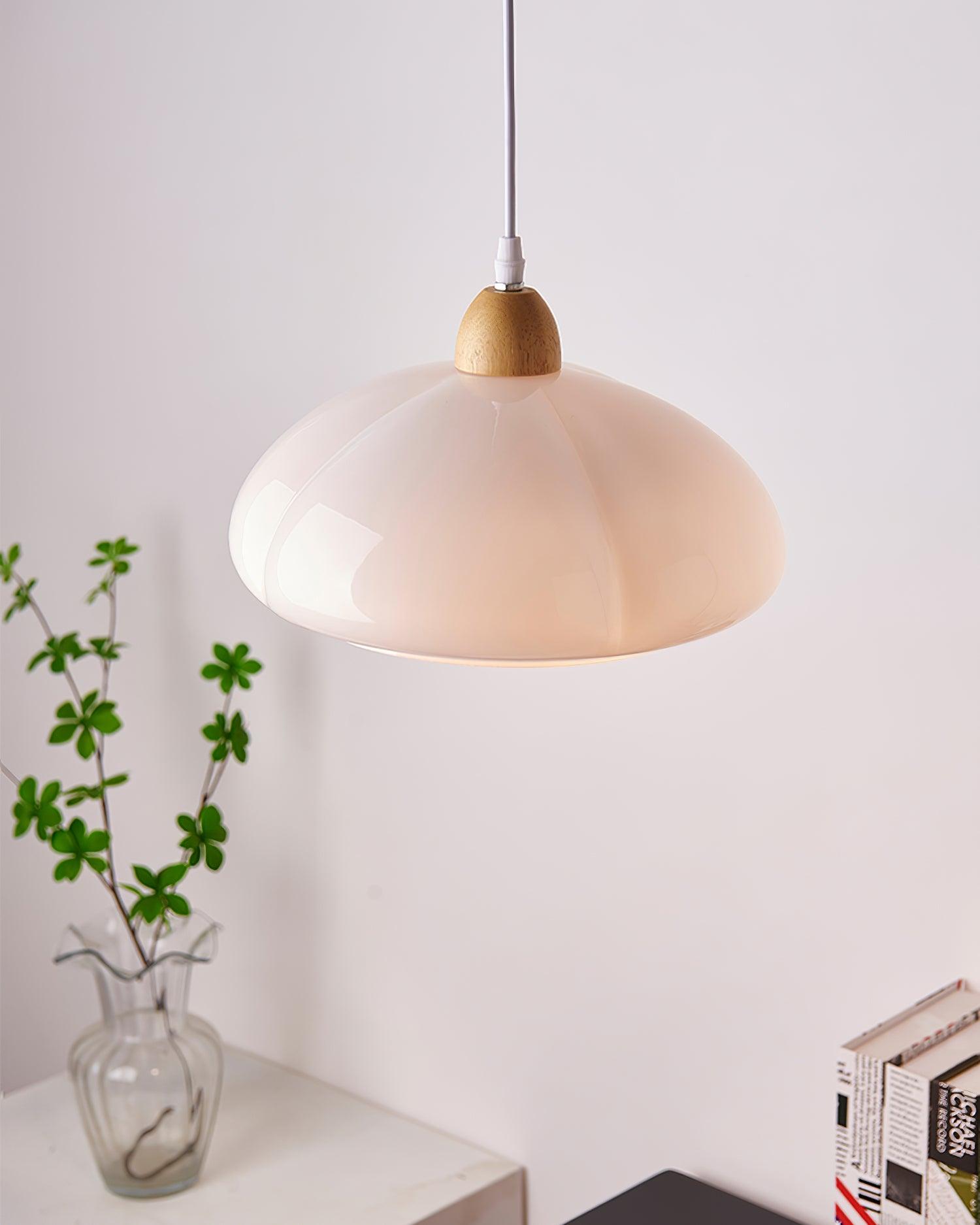 Suspension Arrondi Verre Ombre Bois Espiègle Moderne
