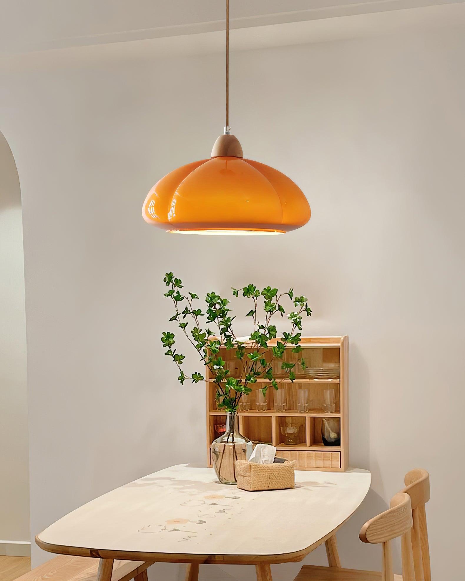Suspension Arrondi Verre Ombre Bois Espiègle Moderne