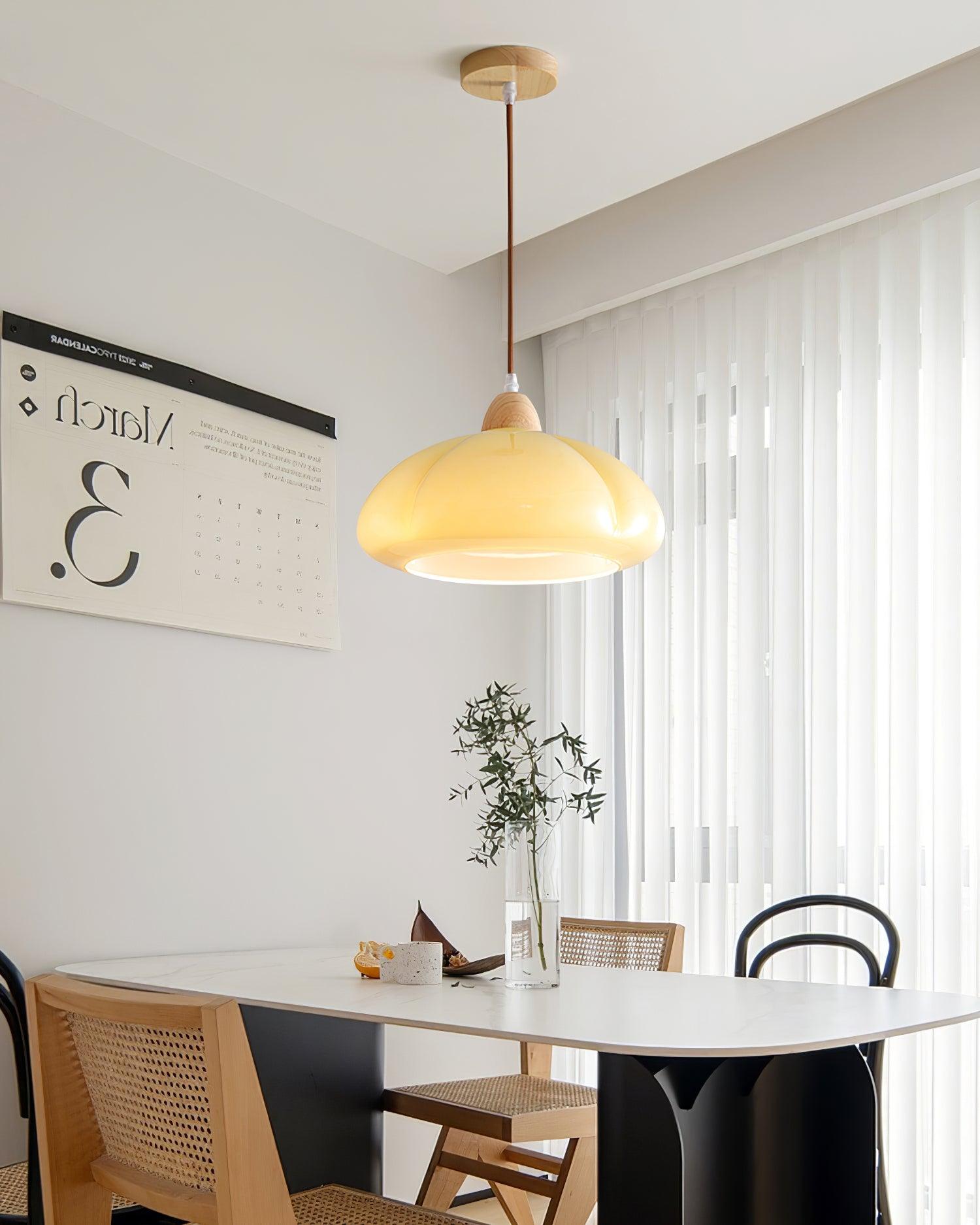 Suspension Arrondi Verre Ombre Bois Espiègle Moderne