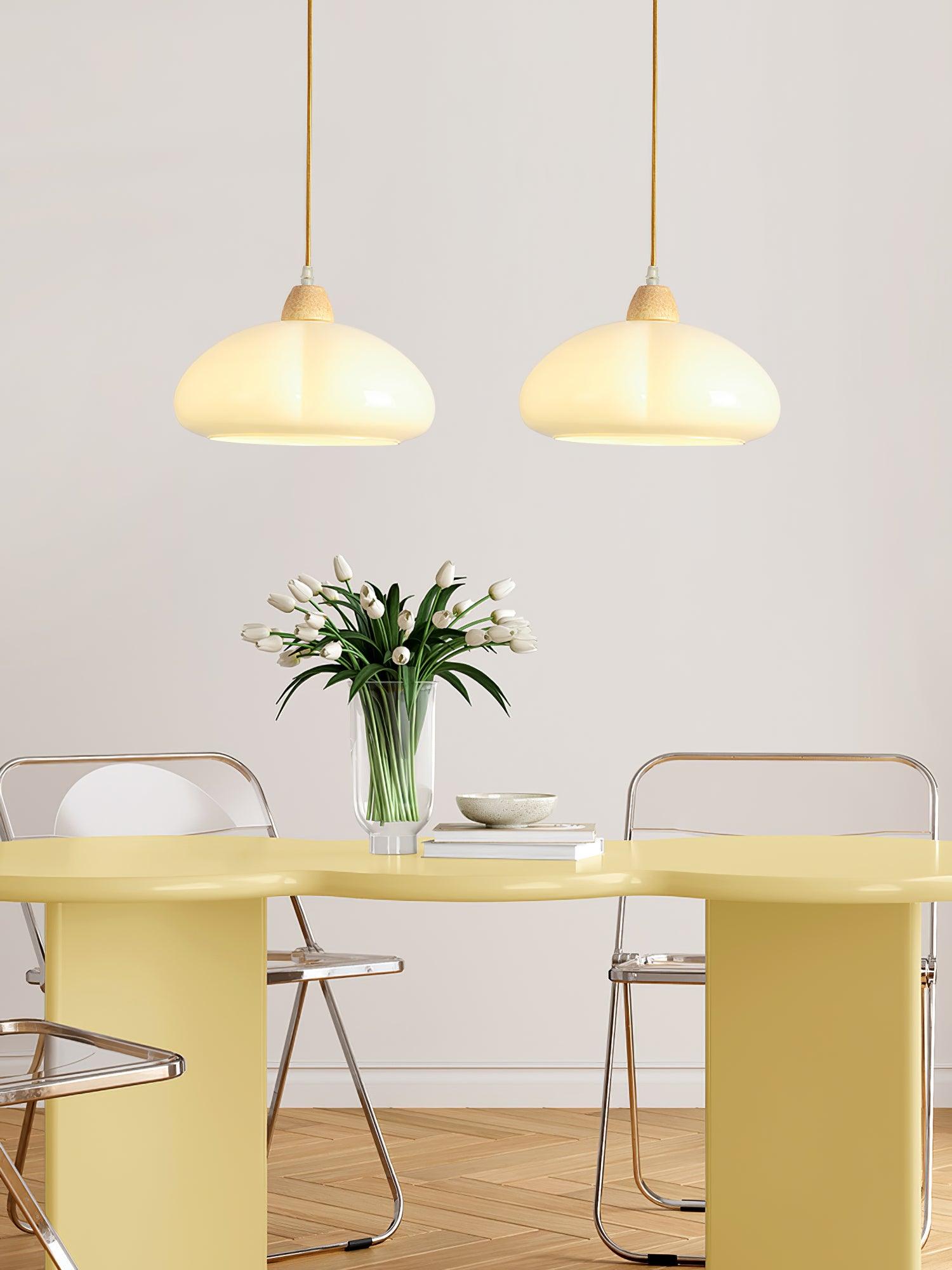 Suspension Arrondi Verre Ombre Bois Espiègle Moderne