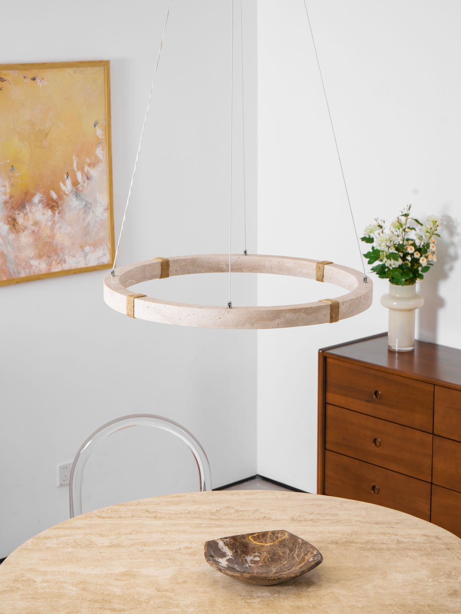 Alsilis Lustre Minimaliste en Travertin