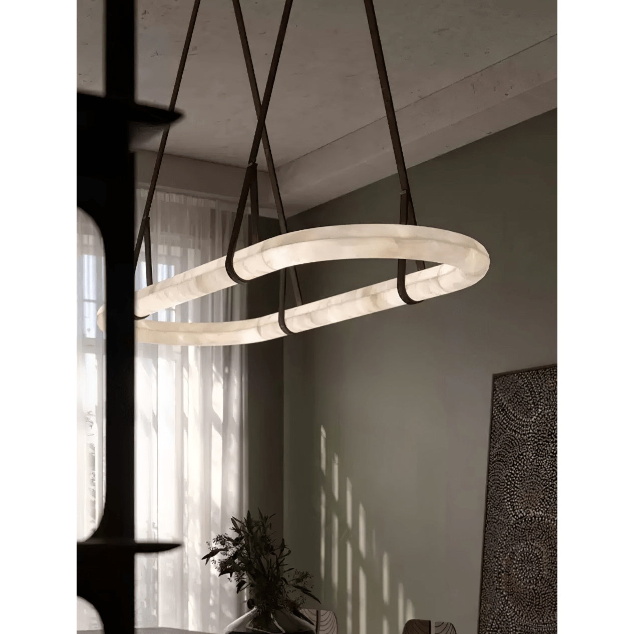 Vista Lustre Métal Albâtre Art Minimaliste Moderne