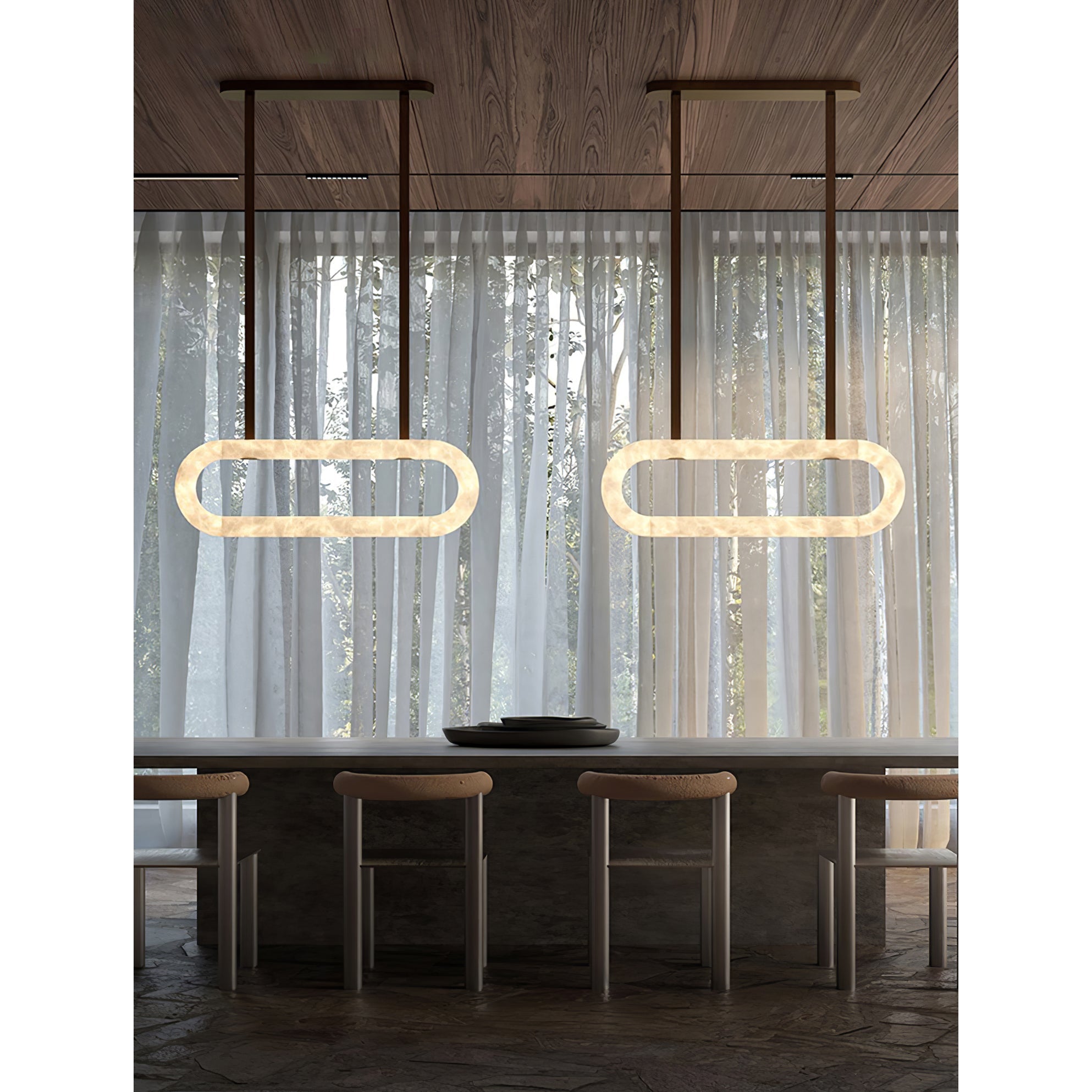 Vista Lustre Métal Albâtre Art Minimaliste Moderne
