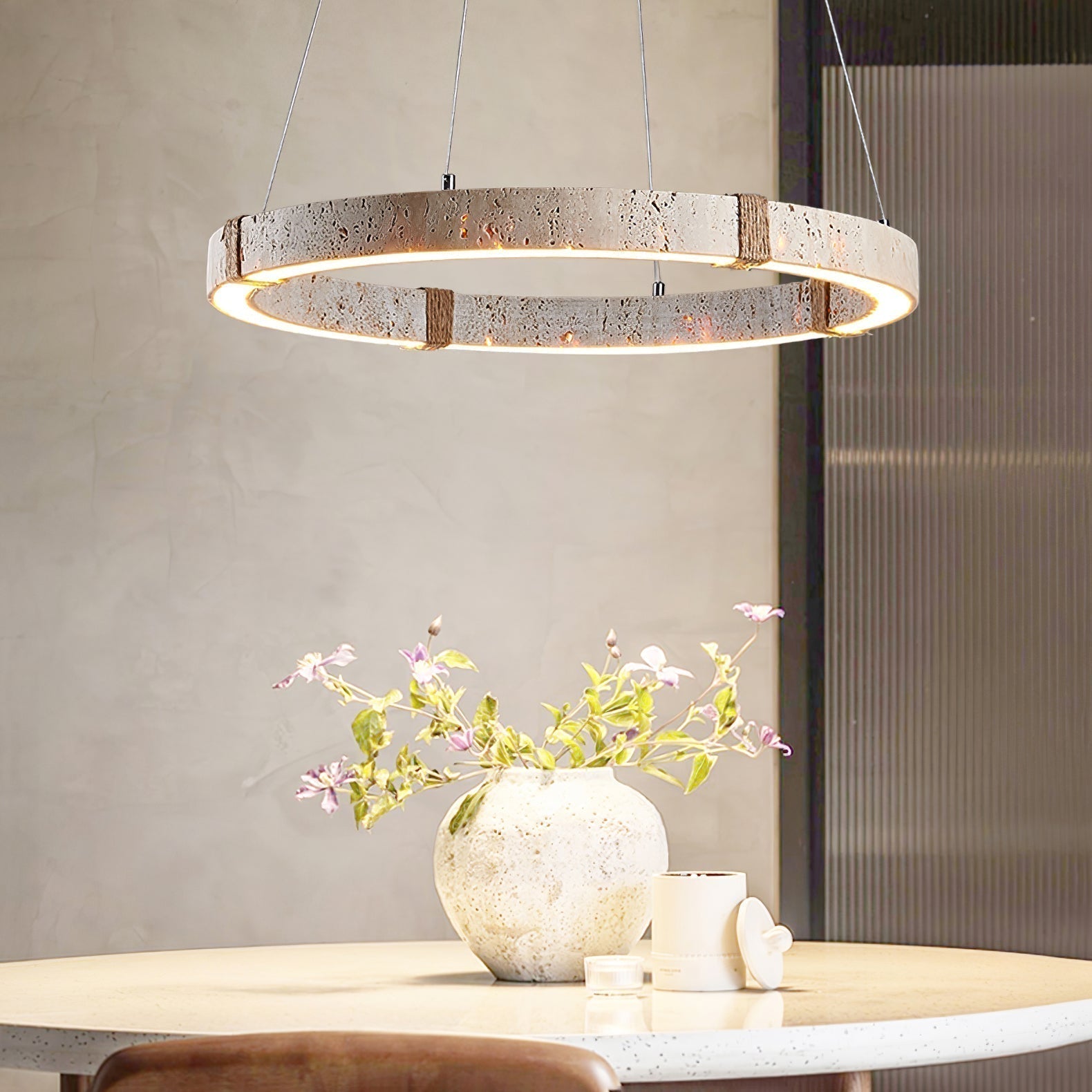 Alsilis Lustre Minimaliste en Travertin