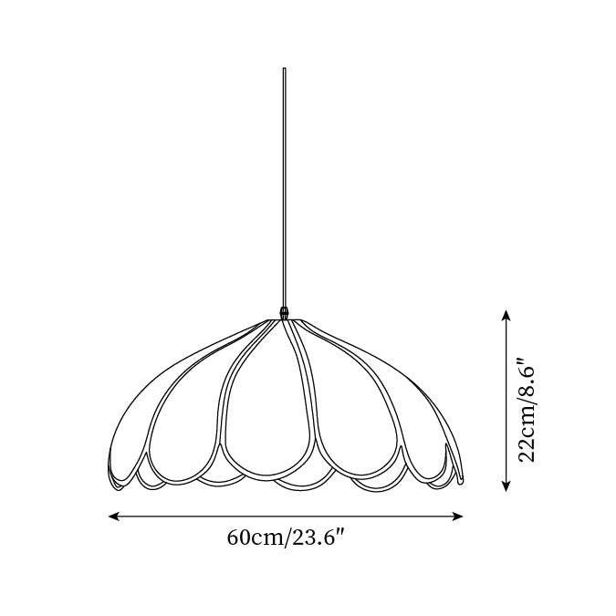 Pendant Lampe à Cadre Festonné en Fibre Végétale Minimaliste