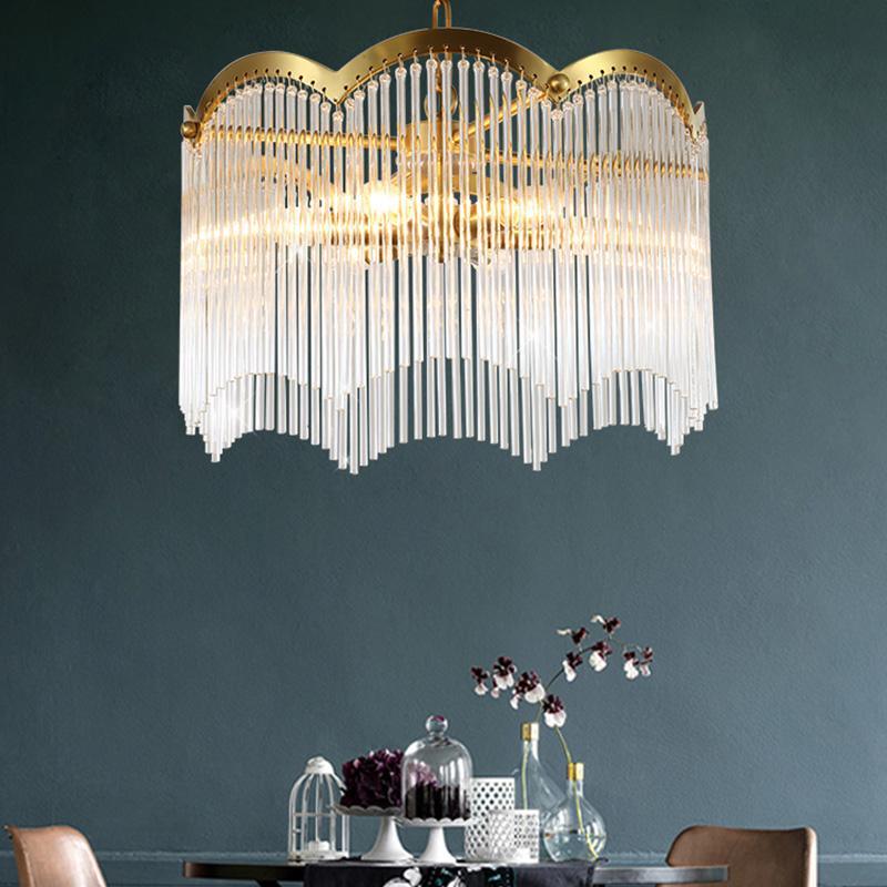 Lustra Lustre Verre Tige Vague Forme