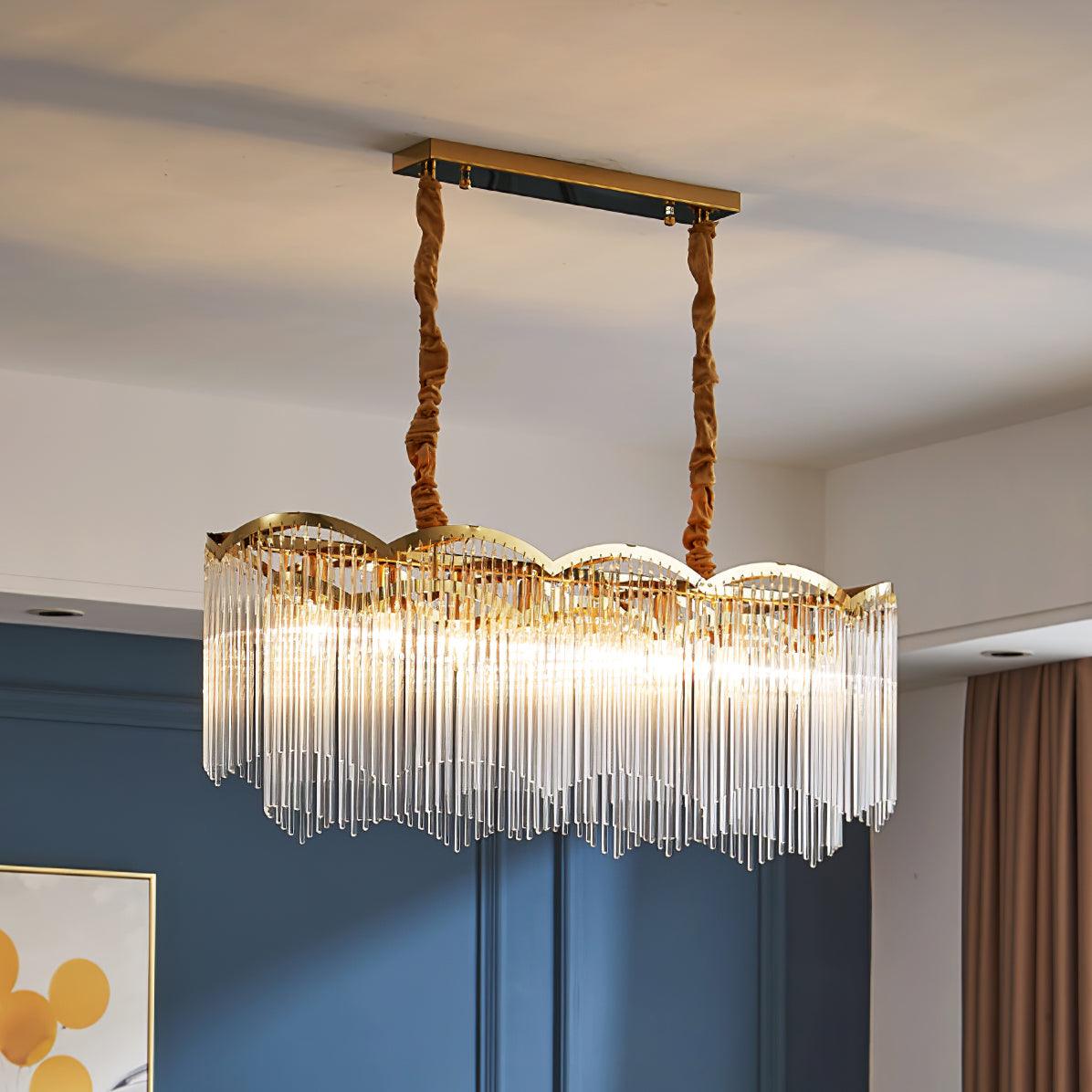 Lustra Lustre Verre Tige Vague Forme