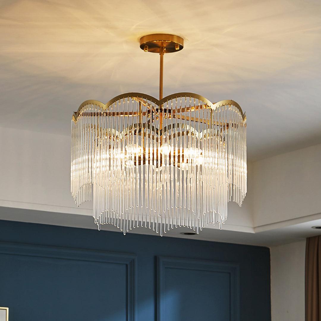 Lustra Lustre Verre Tige Vague Forme