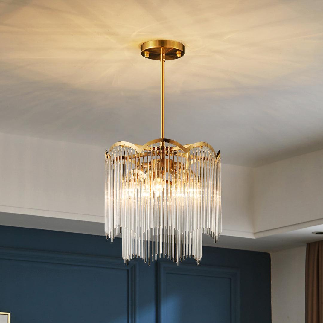 Lustra Lustre Verre Tige Vague Forme