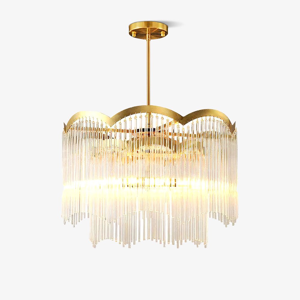 Lustra Lustre Verre Tige Vague Forme