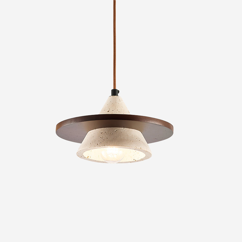 Ritta Suspension Bois Disque Travertin