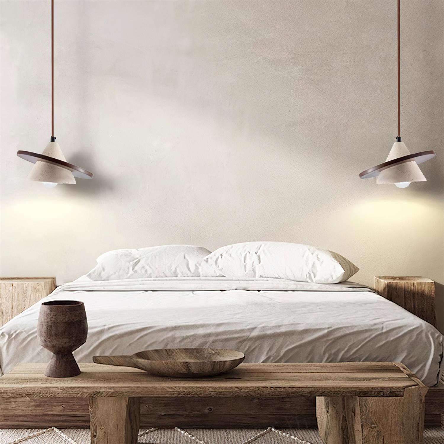 Ritta Suspension Bois Disque Travertin