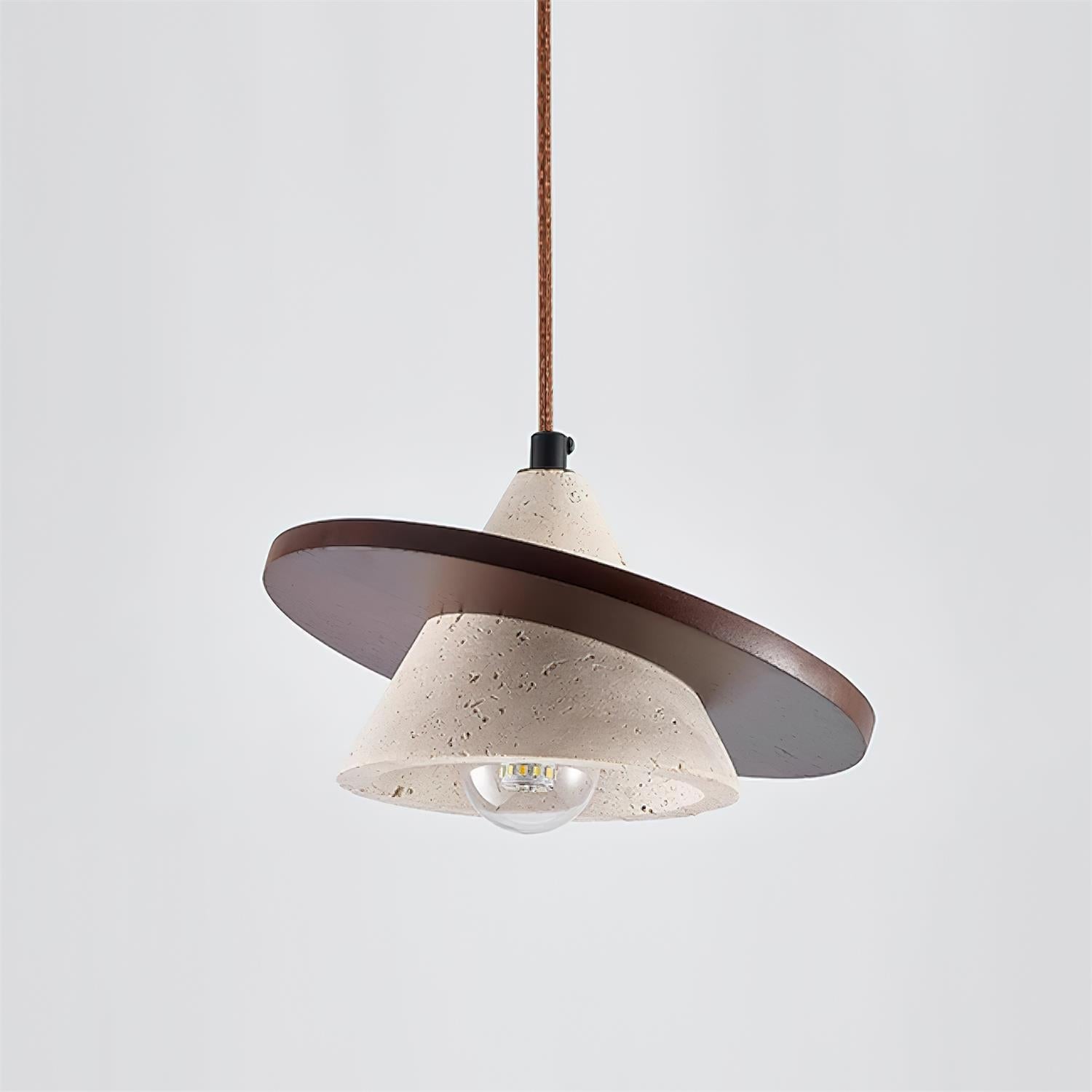 Ritta Suspension Bois Disque Travertin