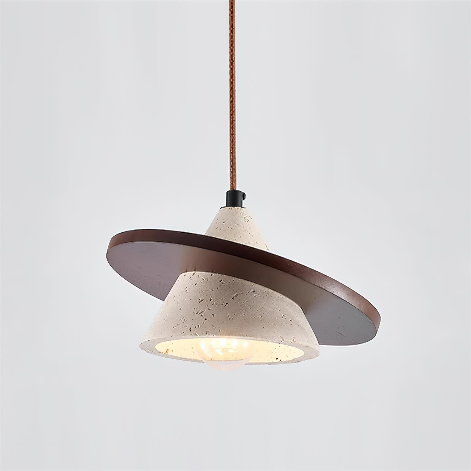 Ritta Suspension Bois Disque Travertin