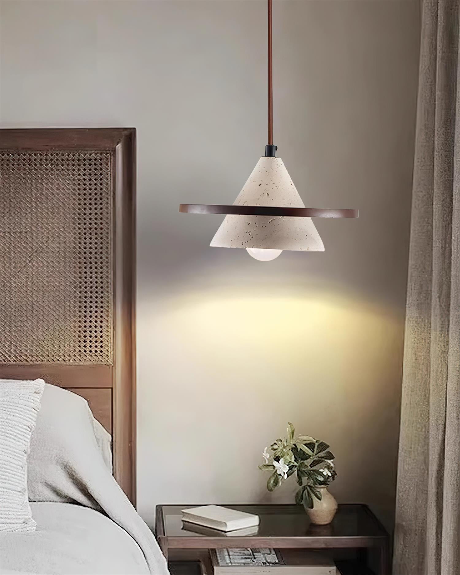 Ritta Suspension Bois Disque Travertin