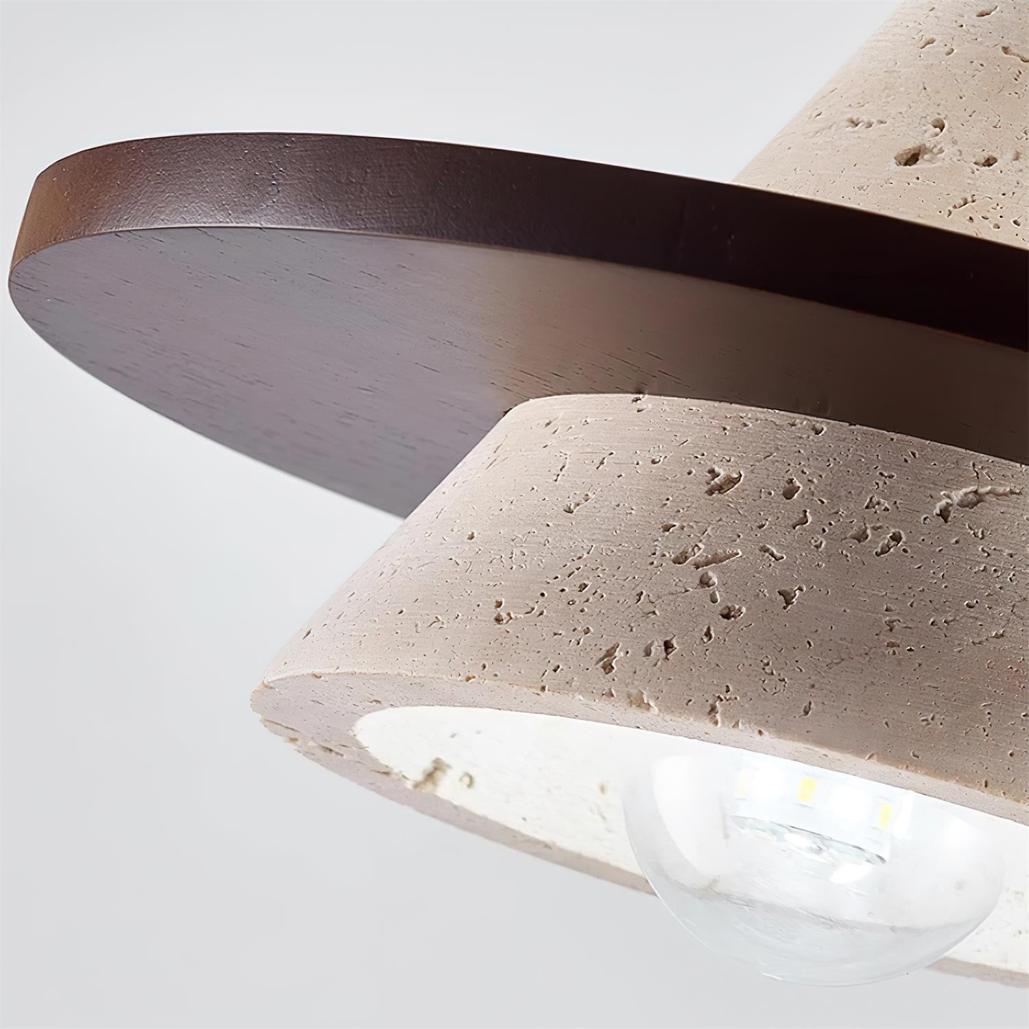 Ritta Suspension Bois Disque Travertin