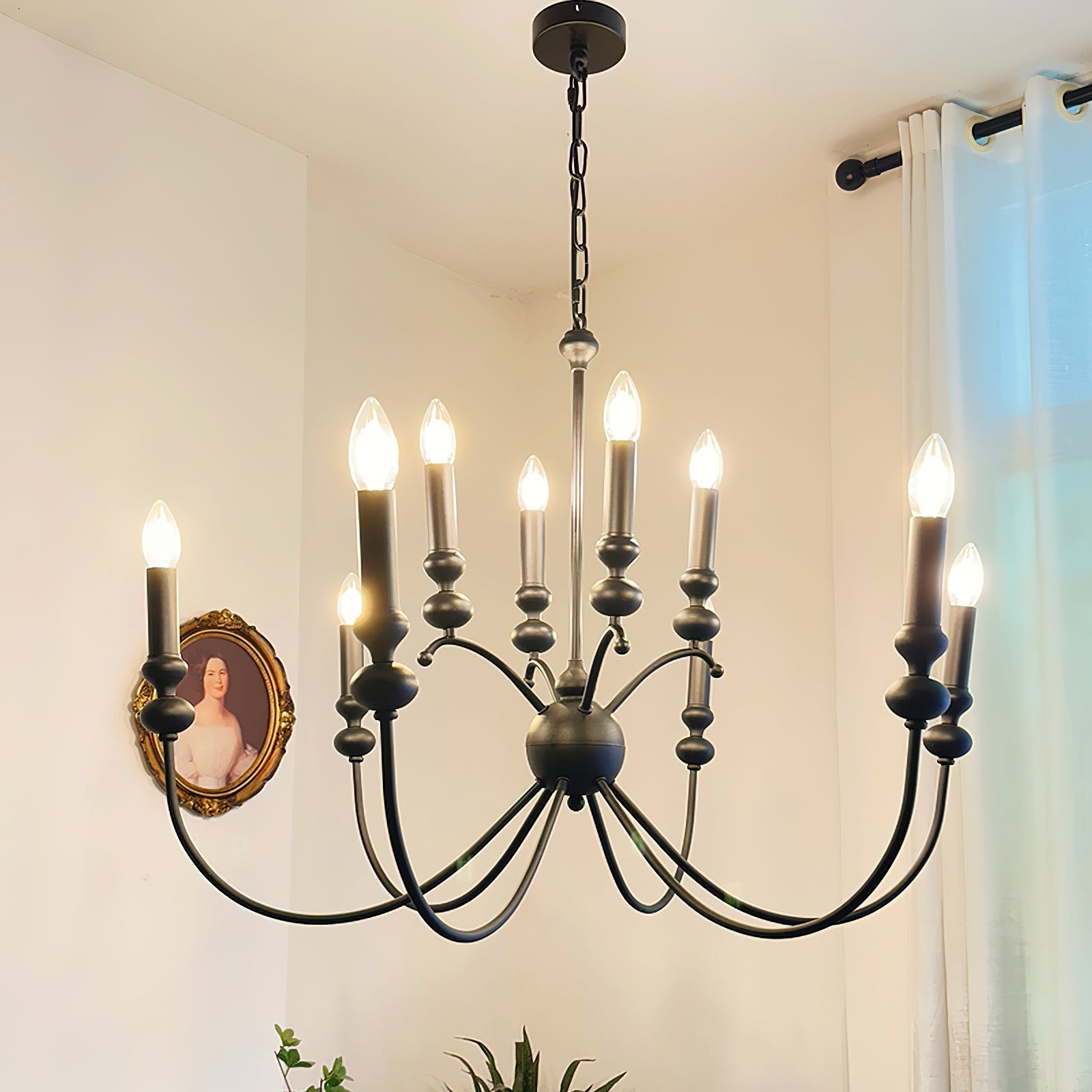 Crest Lustre Métal Noir Industriel Vintage Premium