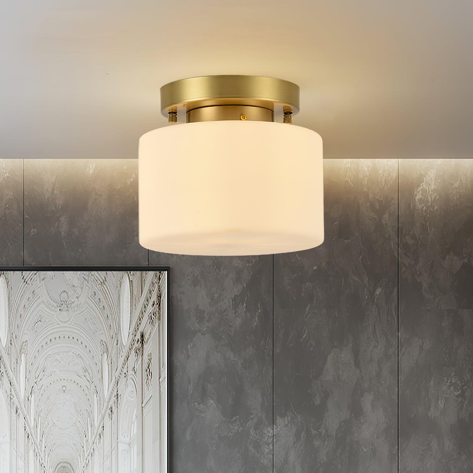 Elsilisra Plafonnier Flush Art Nordique Laiton Verre