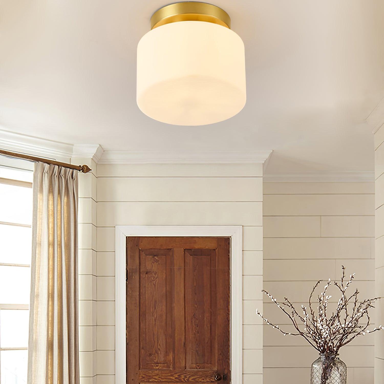 Elsilisra Plafonnier Flush Art Nordique Laiton Verre