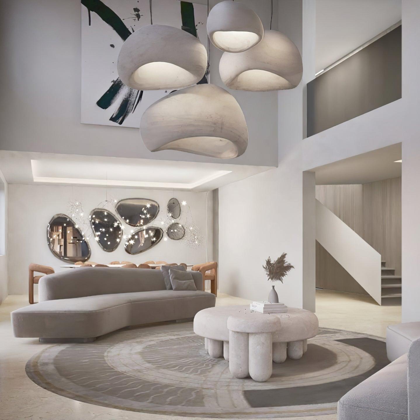 Solara Pendant Lamp Plaster Half Dome Plug In Wabi Sabi
