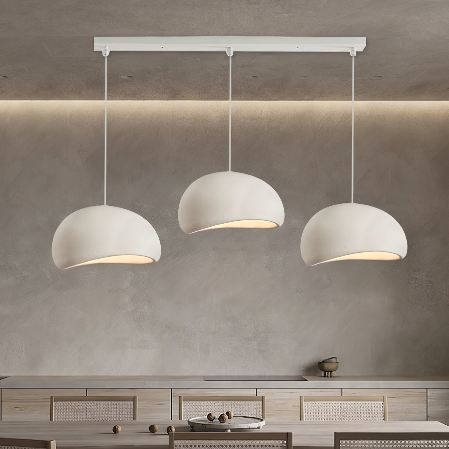 Solara Pendant Lamp Plaster Half Dome Plug In Wabi Sabi