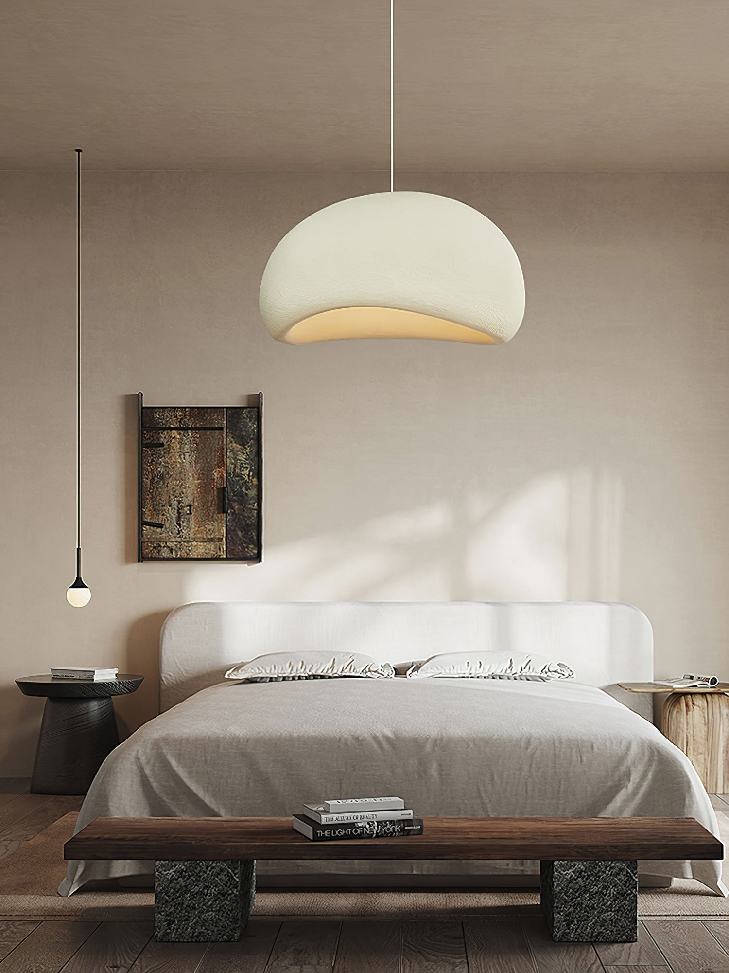 Solara Pendant Lamp Plaster Half Dome Plug In Wabi Sabi