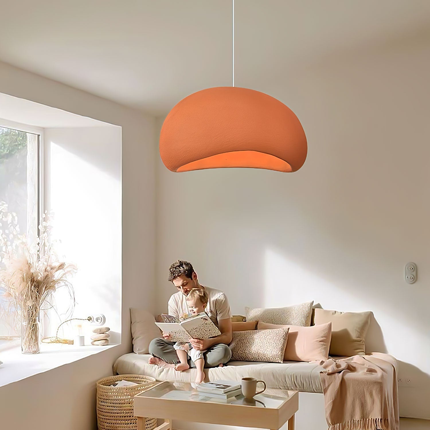 Solara Pendant Lamp Plaster Half Dome Plug In Wabi Sabi
