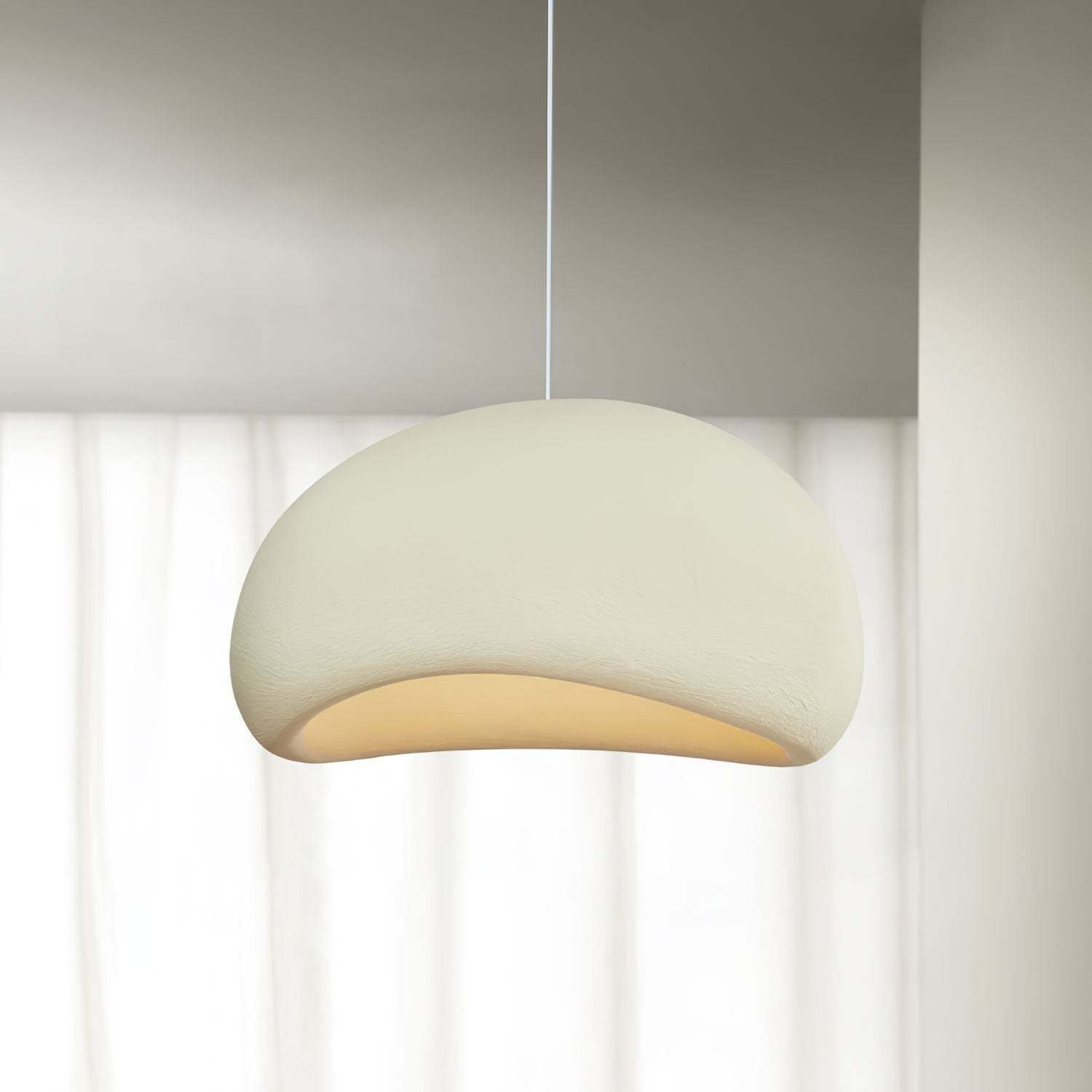 Solara Pendant Lamp Plaster Half Dome Plug In Wabi Sabi
