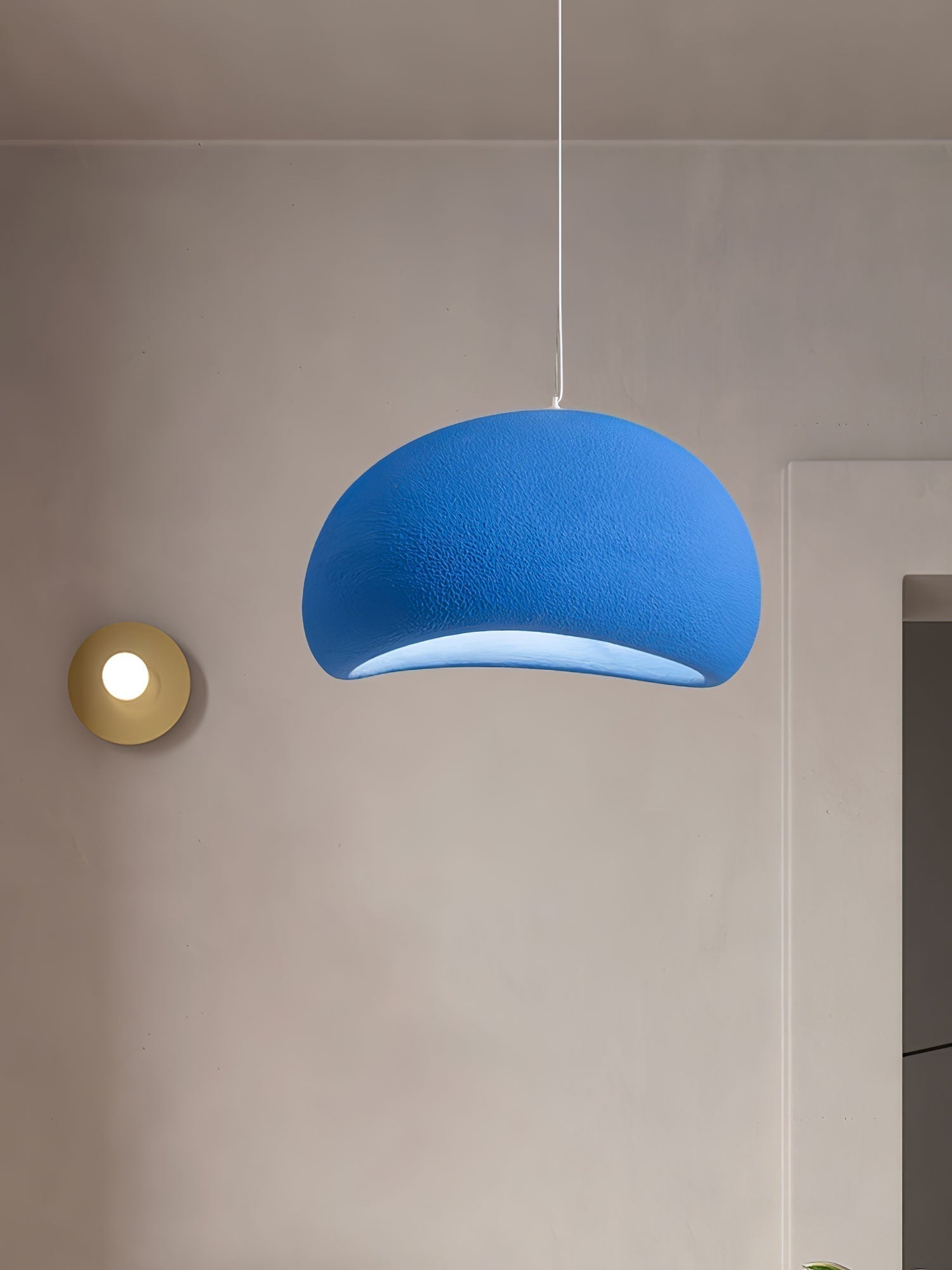 Solara Pendant Lamp Plaster Half Dome Plug In Wabi Sabi