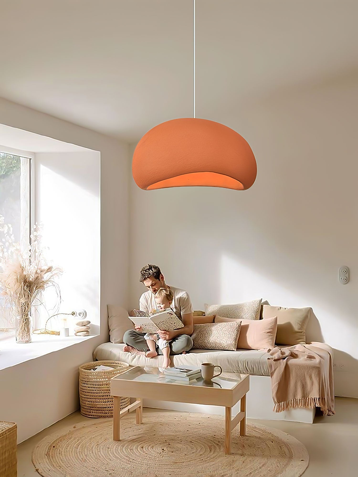 Solara Pendant Lamp Plaster Half Dome Plug In Wabi Sabi