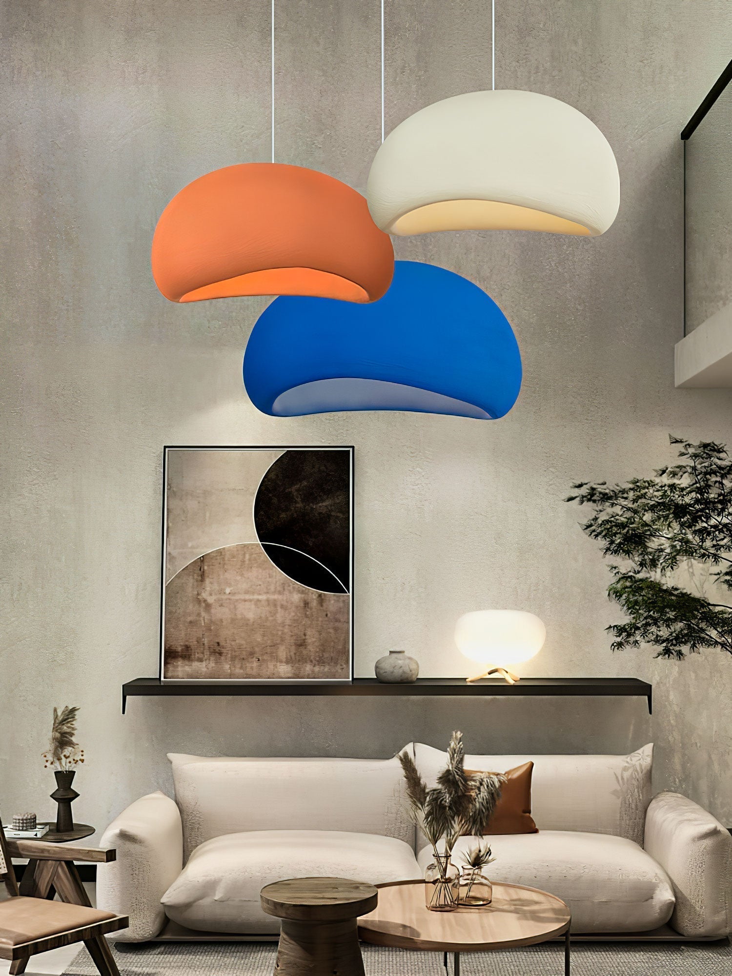 Solara Pendant Lamp Plaster Half Dome Plug In Wabi Sabi
