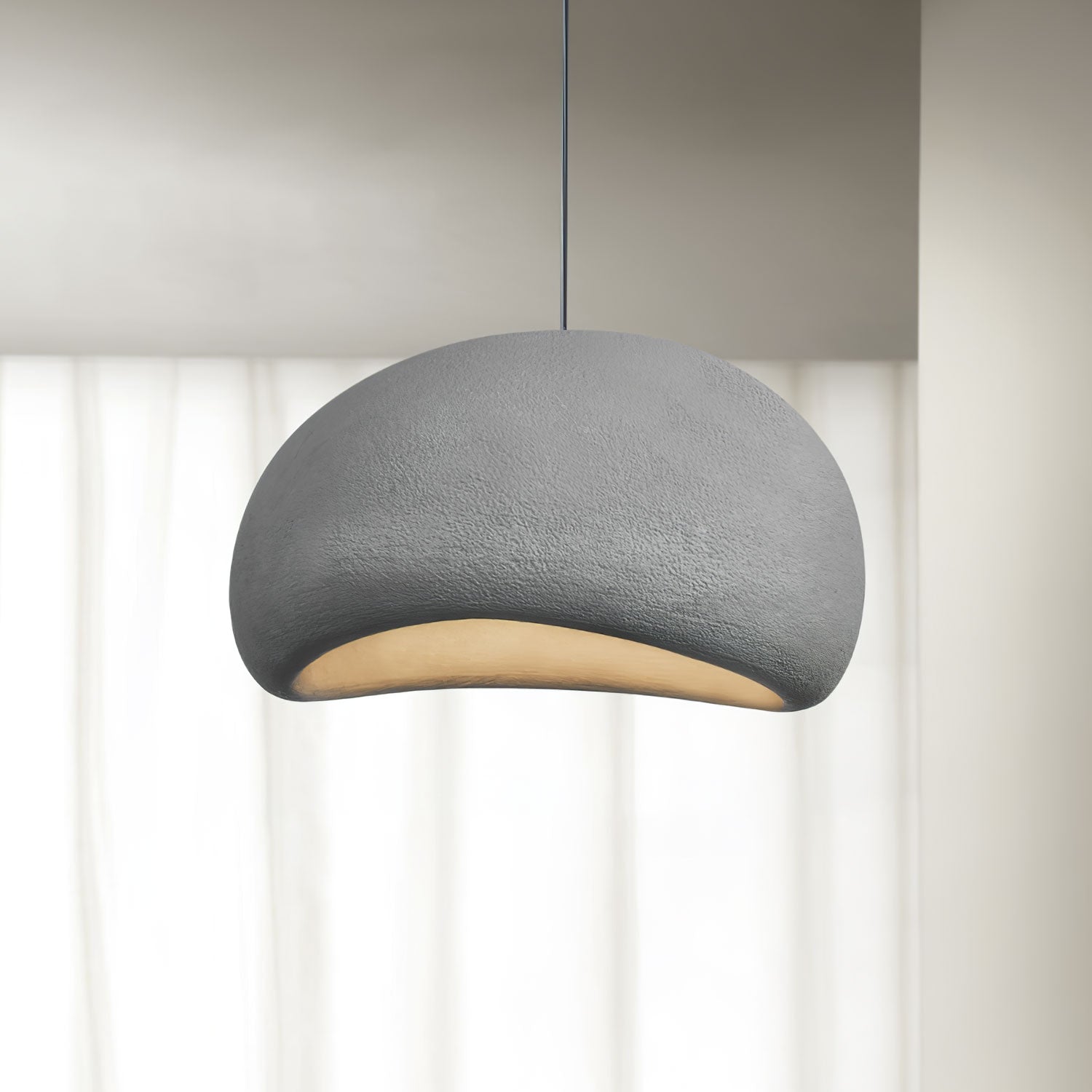 Solara Pendant Lamp Plaster Half Dome Plug In Wabi Sabi