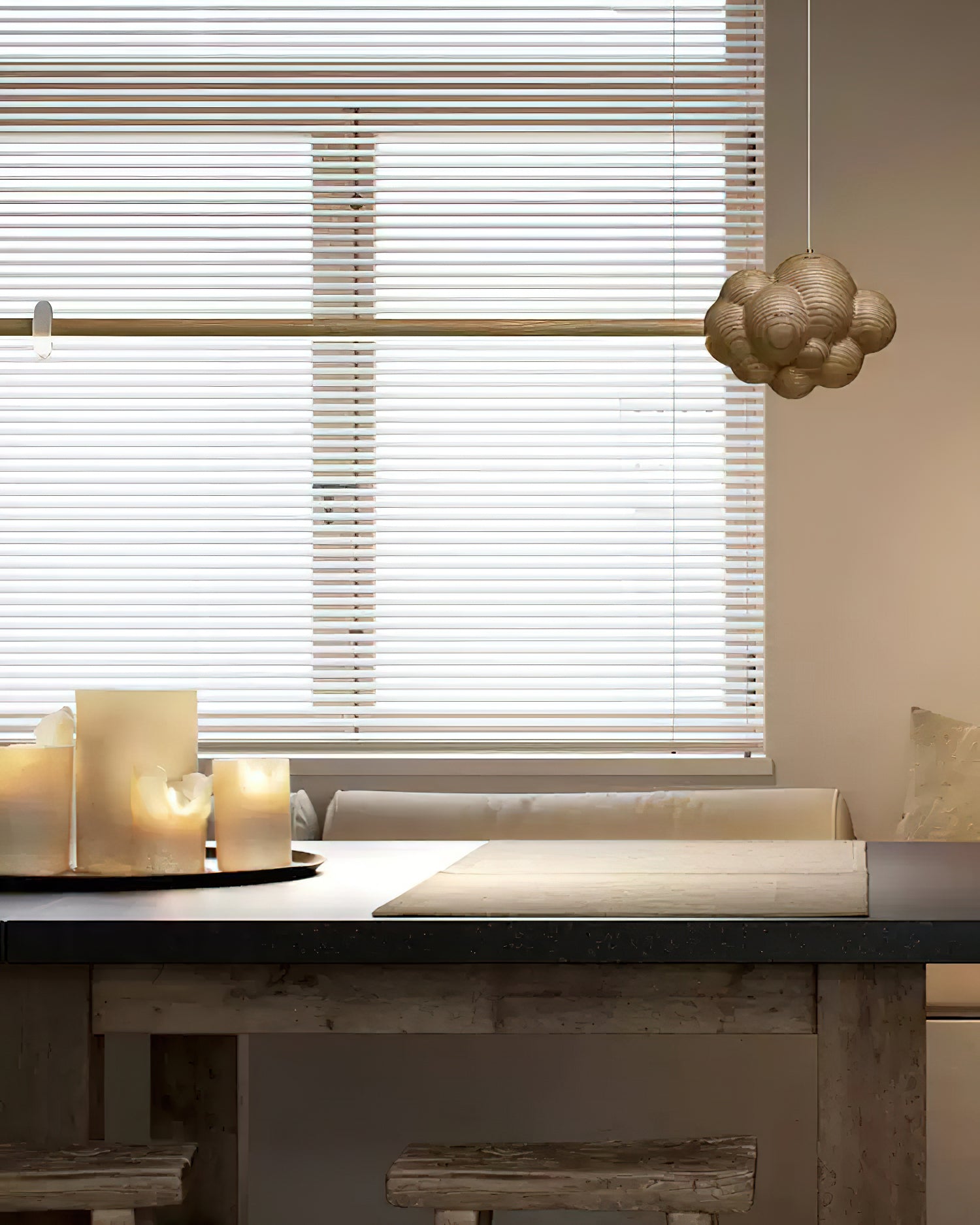Lustra Suspension Minérale Nuage Bois Minimaliste