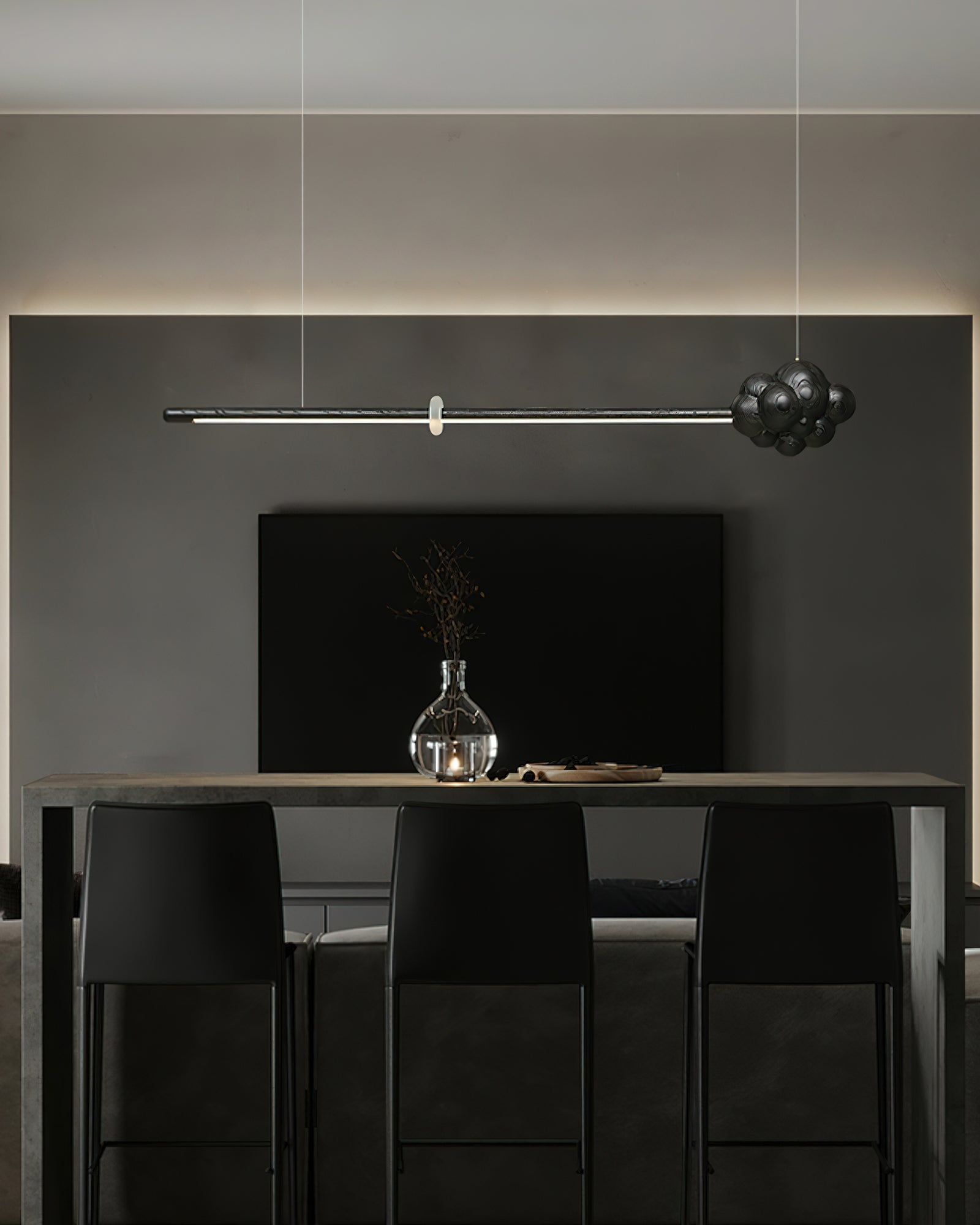 Lustra Suspension Minérale Nuage Bois Minimaliste