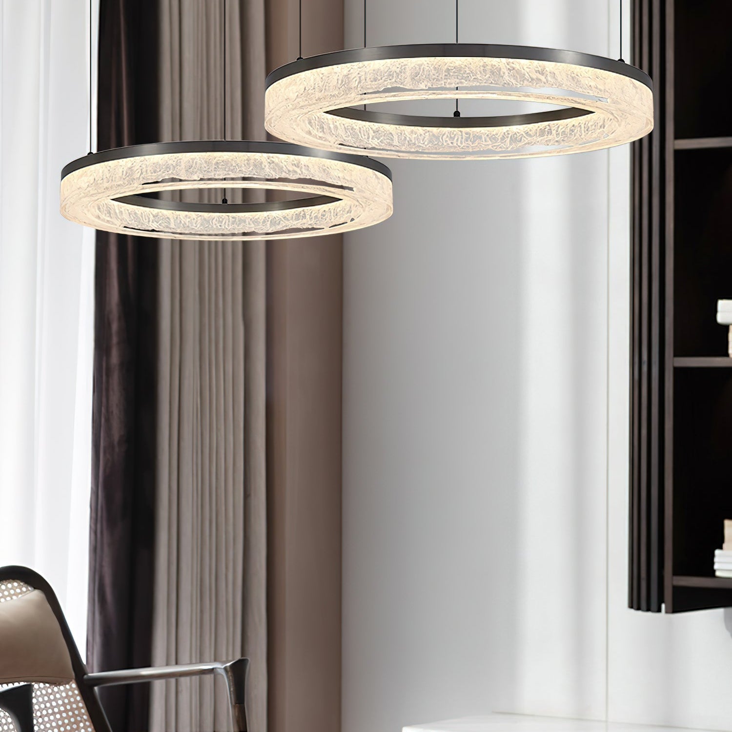 Idyll Lustre Rond LED Métal Résine Minimaliste Moderne