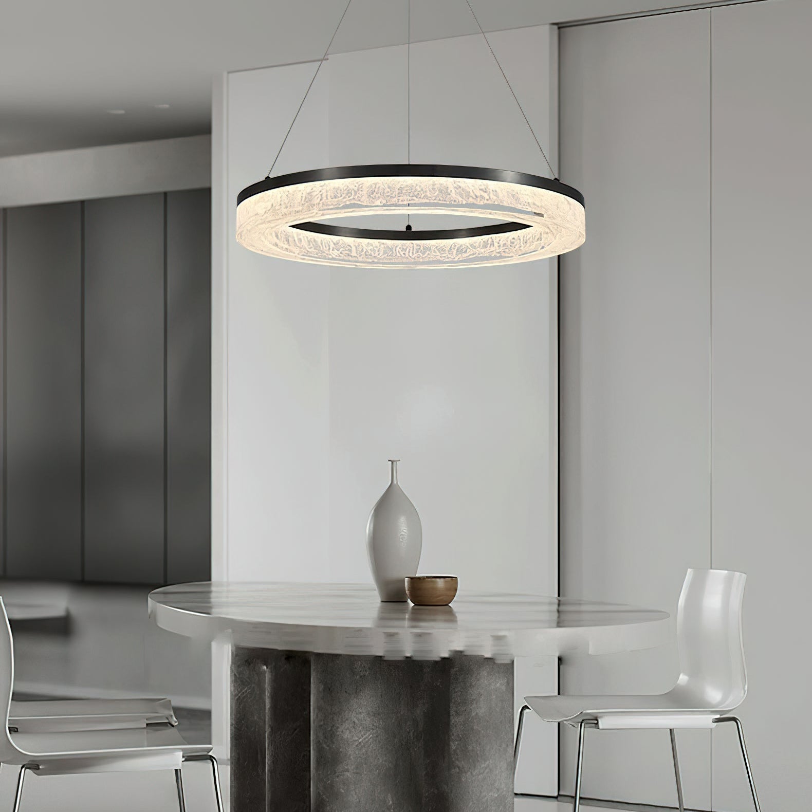 Idyll Lustre Rond LED Métal Résine Minimaliste Moderne