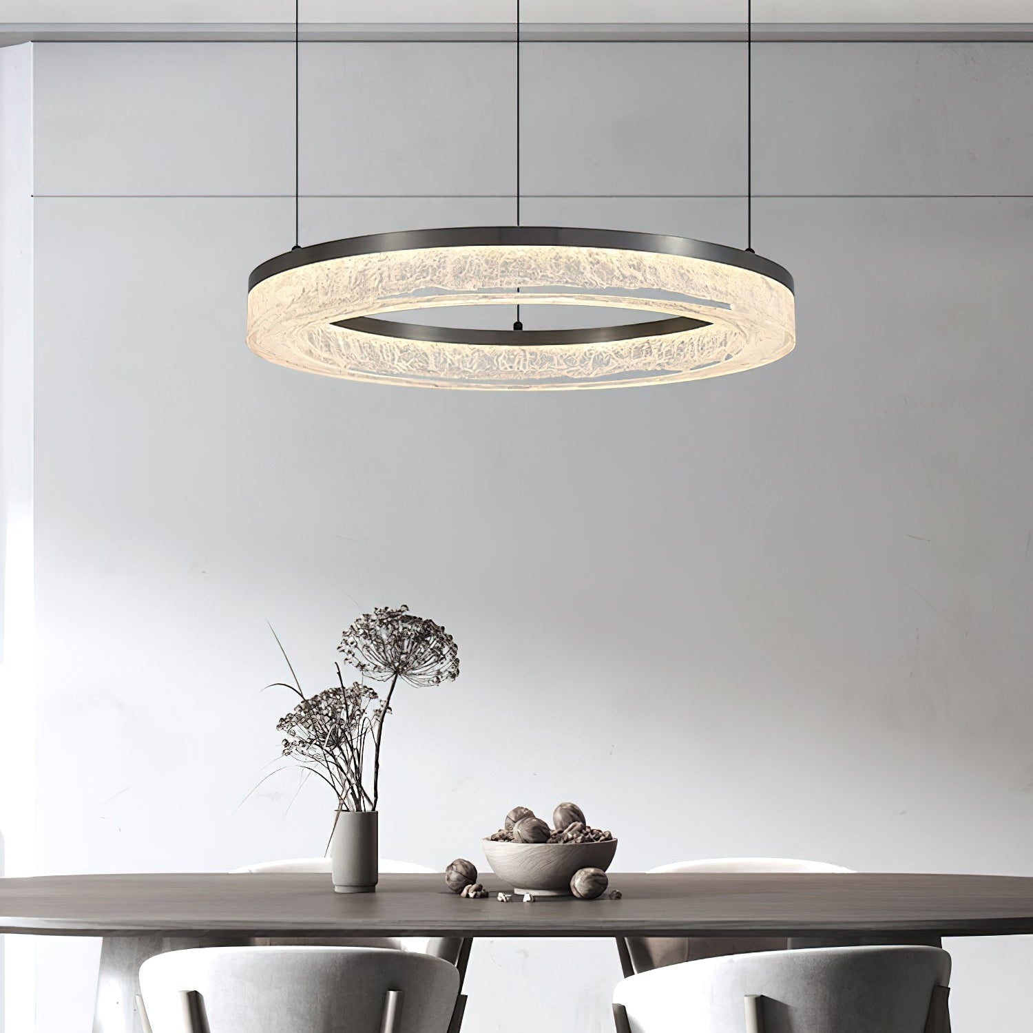 Idyll Lustre Rond LED Métal Résine Minimaliste Moderne