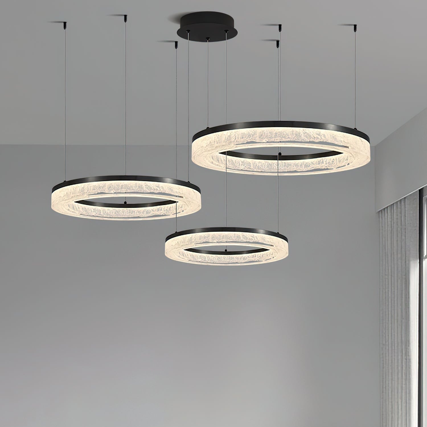 Idyll Lustre Rond LED Métal Résine Minimaliste Moderne
