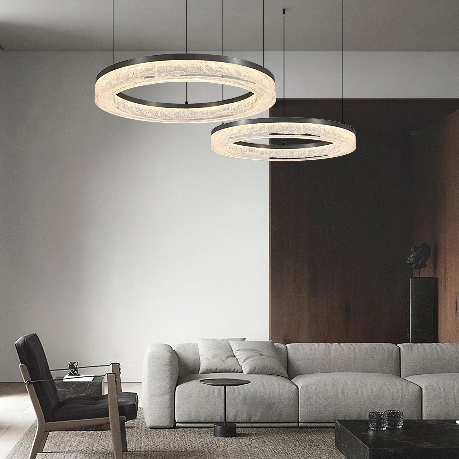 Idyll Lustre Rond LED Métal Résine Minimaliste Moderne