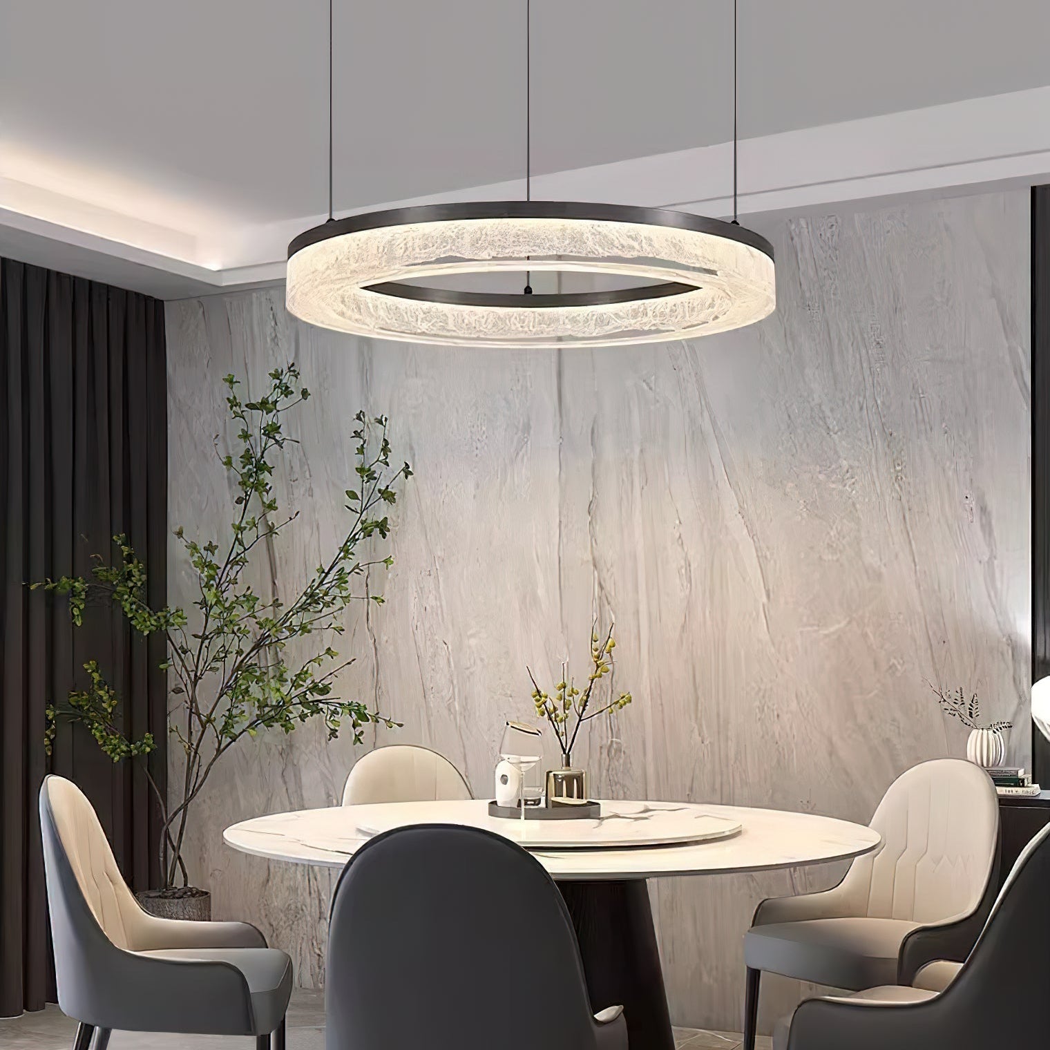 Idyll Lustre Rond LED Métal Résine Minimaliste Moderne