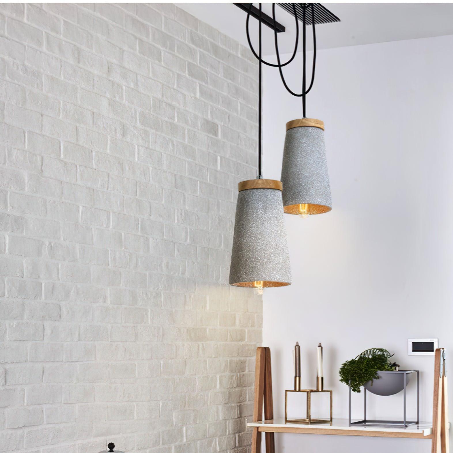 Althere Lustre Suspendu En Bois Et Ciment
