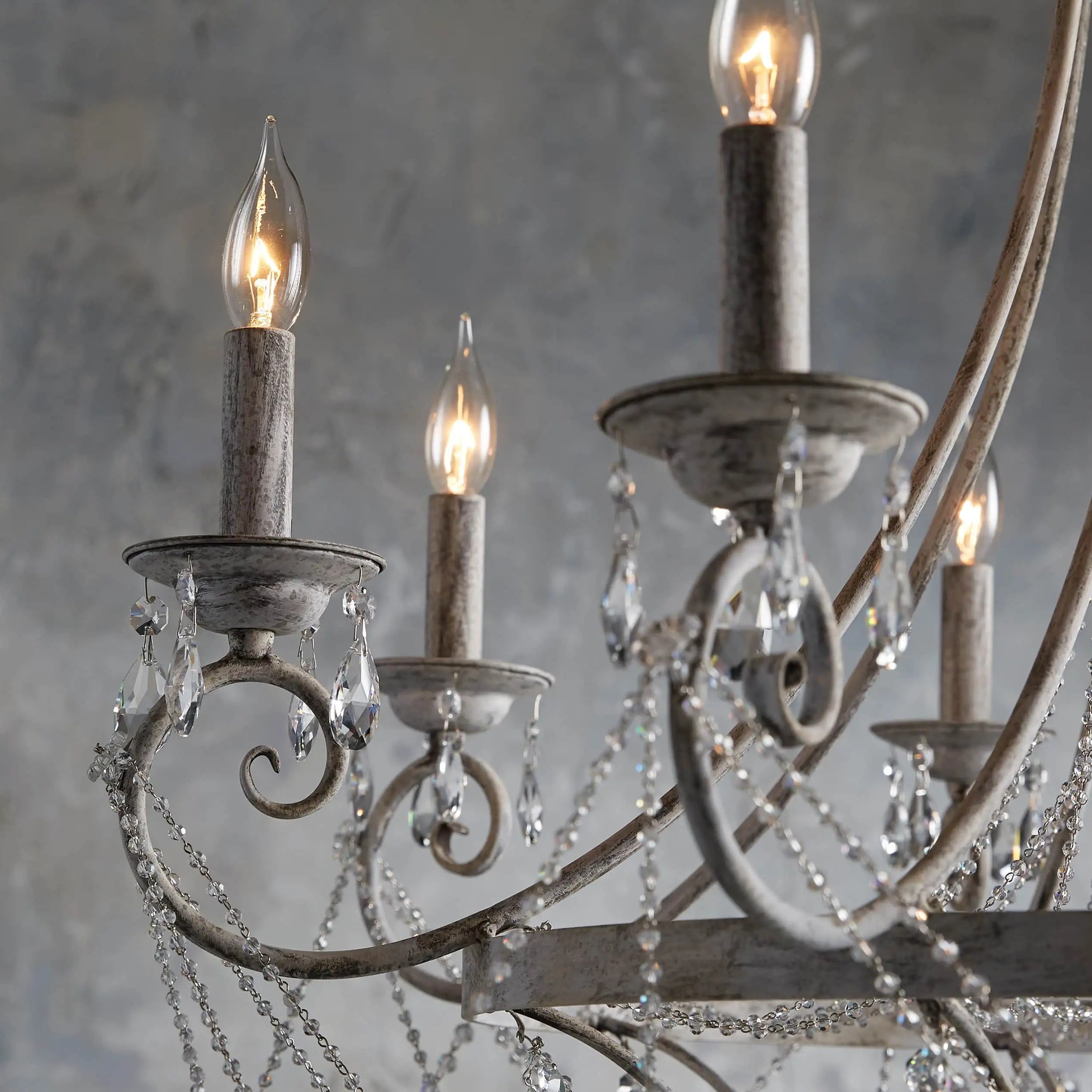 Luster Lustre Métal Cristal Industriel Traditionnel Vintage