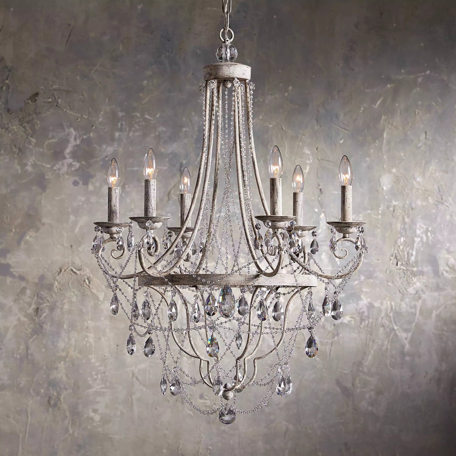 Luster Lustre Métal Cristal Industriel Traditionnel Vintage