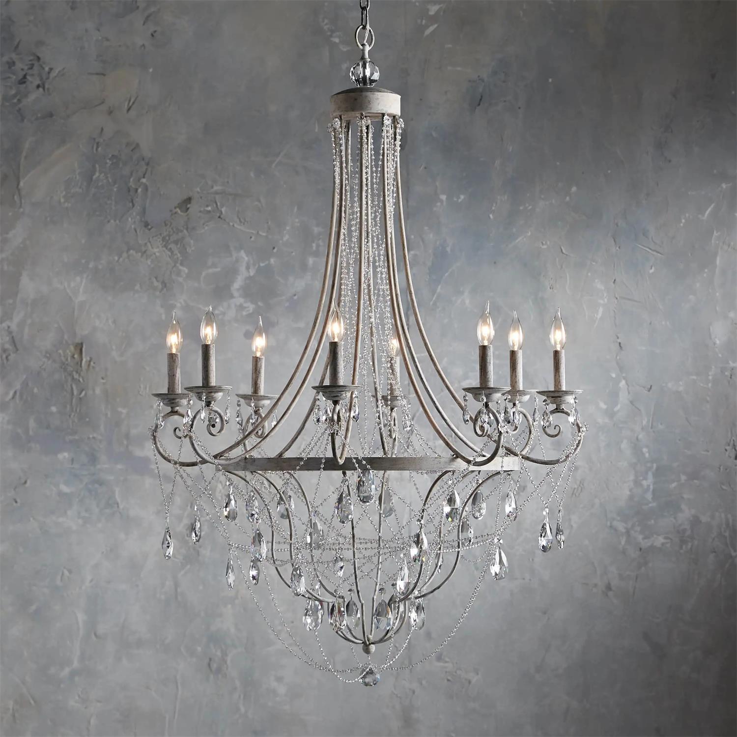 Luster Lustre Métal Cristal Industriel Traditionnel Vintage