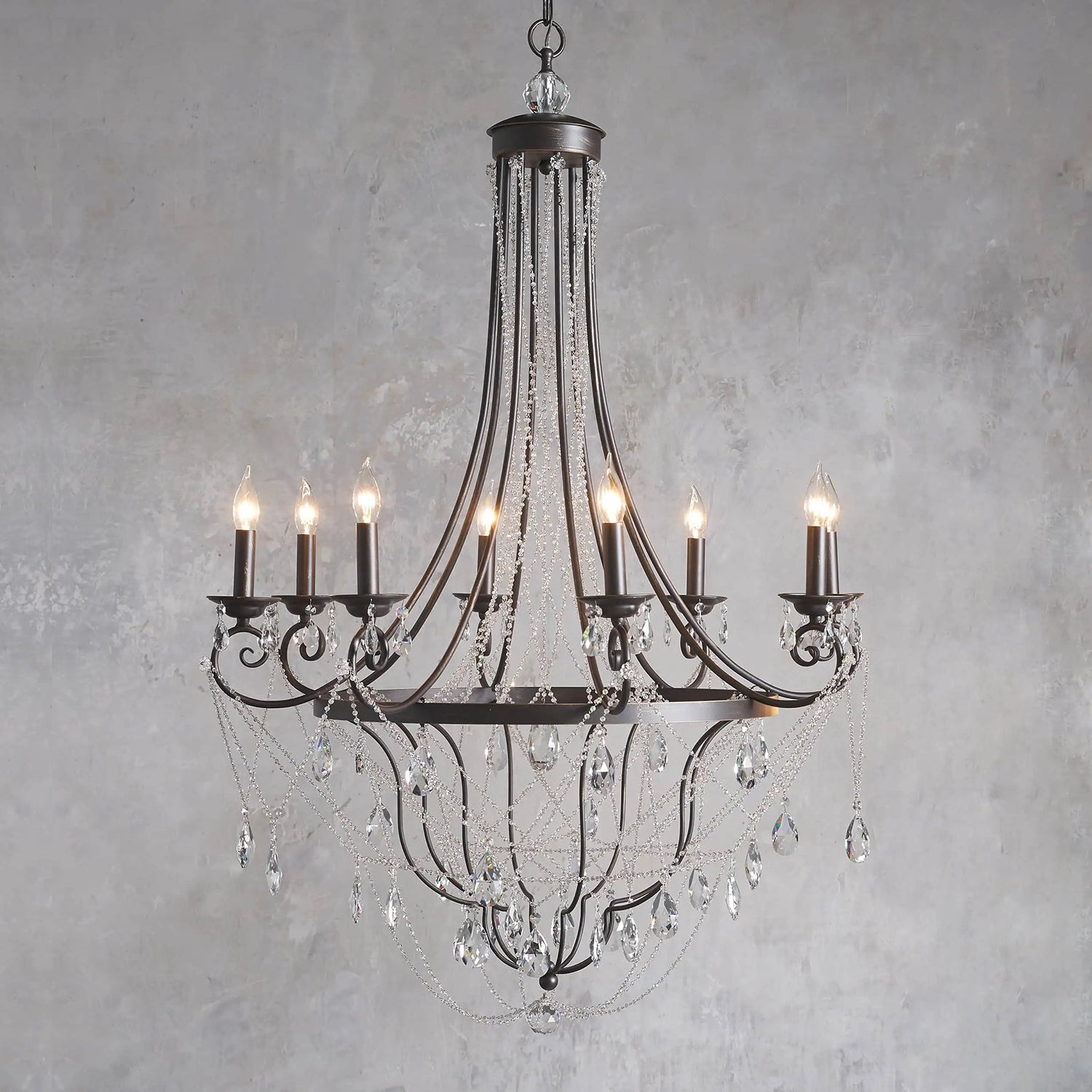 Luster Lustre Métal Cristal Industriel Traditionnel Vintage