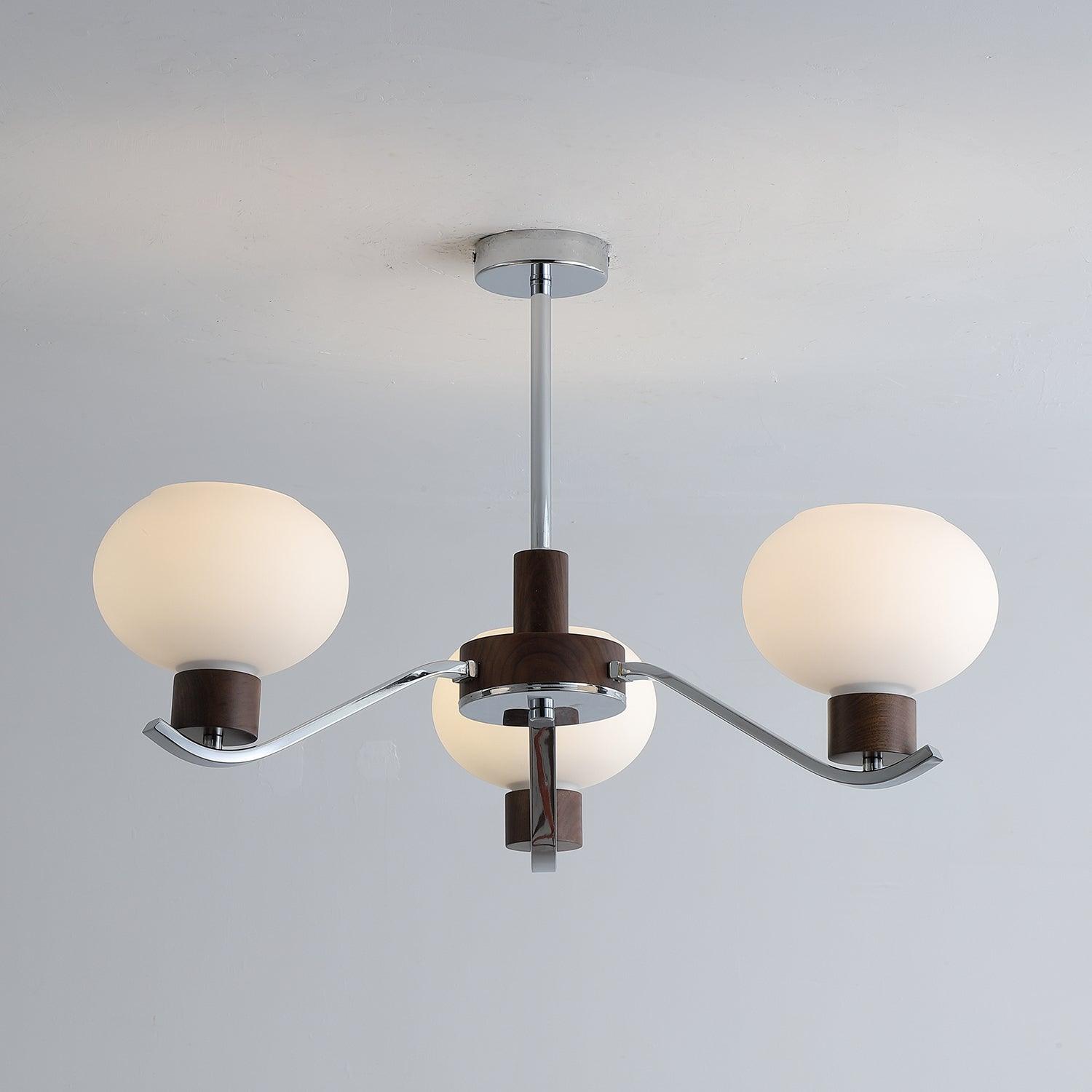 Lustra Lustre Élégant en Chrome et Noyer