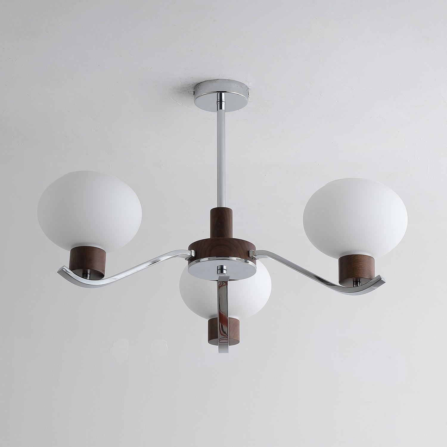 Lustra Lustre Élégant en Chrome et Noyer